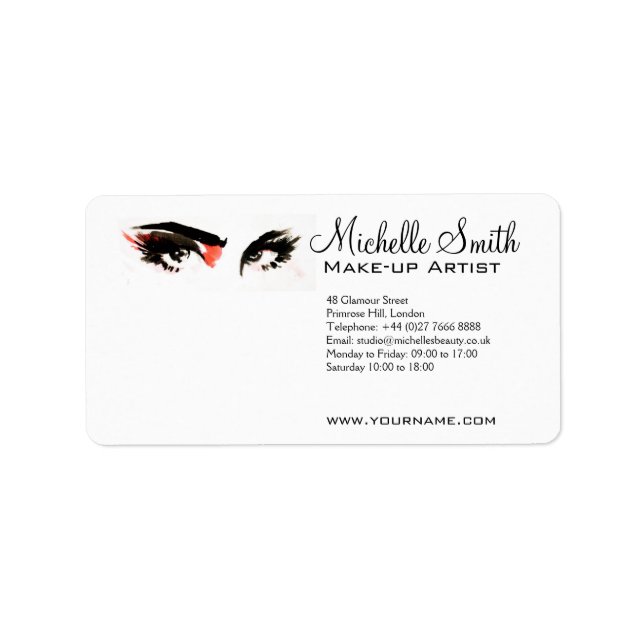 Watercolor eyes lash extension makeup branding label (Front)