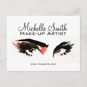 Watercolor eyes lash extension makeup branding postcard