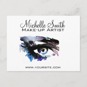Watercolor eyes lash extension makeup branding postcard