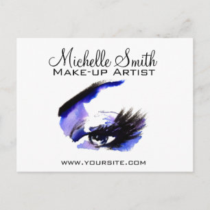 Watercolor eyes lash extension makeup branding postcard