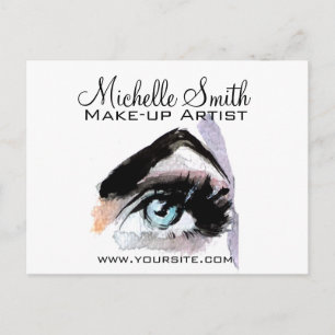 Watercolor eyes lash extension makeup branding postcard