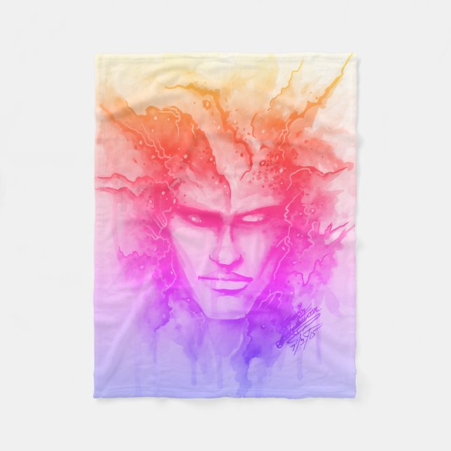 Watercolor Face Fleece Blanket (Front)