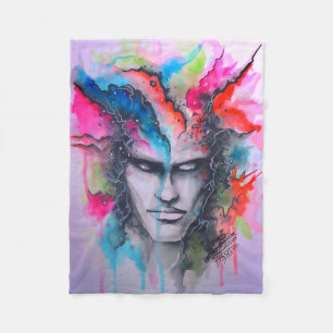 Watercolor Face Fleece Blanket