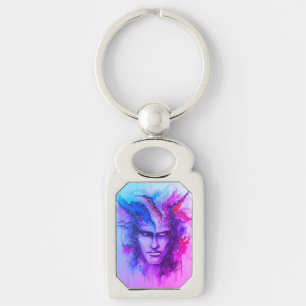 Watercolor Face Key Ring