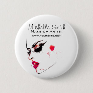 Watercolor face makeup artist branding 6 cm round badge