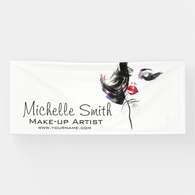 Watercolor face makeup artist branding banner (Horizontal)