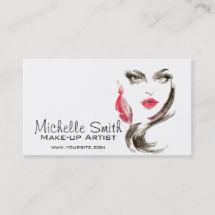 Watercolor face makeup artist branding business card