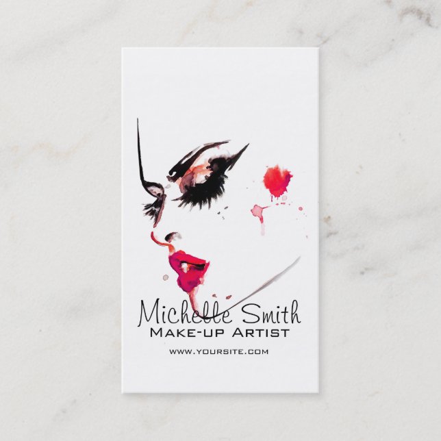Watercolor face makeup artist branding business card (Front)