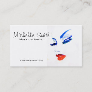Watercolor face makeup artist branding business card