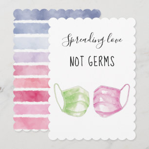 Watercolor Face Mask Valentine's day Holiday Card