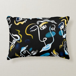 Watercolor faces and geometric shapes abstract ill decorative cushion