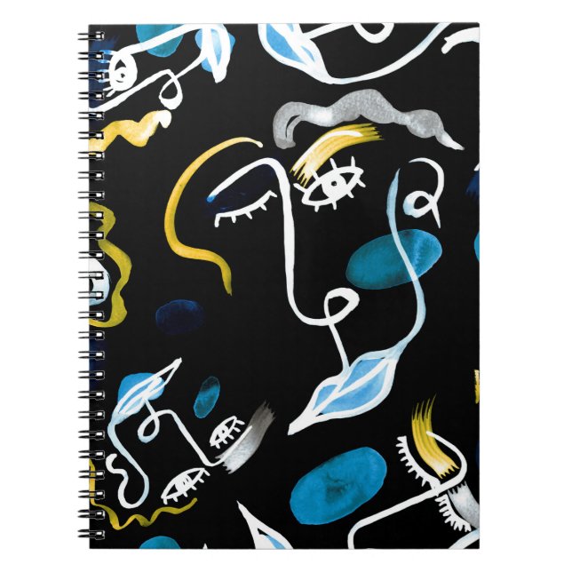 Watercolor faces and geometric shapes abstract ill notebook (Front)