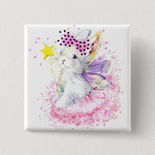 Watercolor Fairy Bunny 15 Cm Square Badge