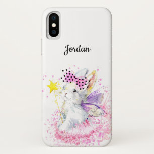 Watercolor Fairy Bunny Add Your Name iPhone X Case