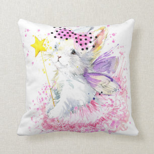 Watercolor Fairy Bunny Cushion