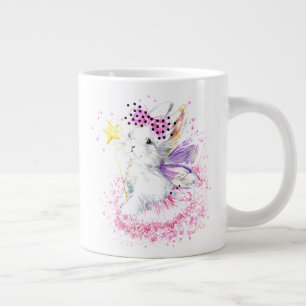 Watercolor Fairy Bunny Large Coffee Mug