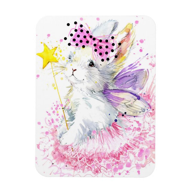 Watercolor Fairy Bunny Magnet (Vertical)