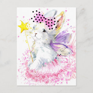 Watercolor Fairy Bunny Postcard