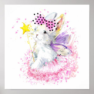 Watercolor Fairy Bunny Poster