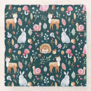 Watercolor Fairy Forest Children's Pattern Glass Coaster