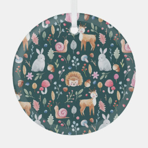 Watercolor Fairy Forest Children's Pattern Glass Tree Decoration