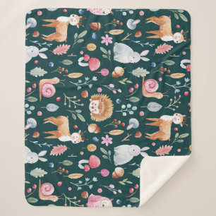 Watercolor Fairy Forest Children's Pattern Sherpa Blanket