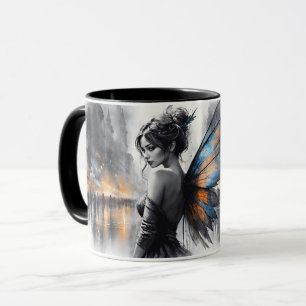 Watercolor fairy girl twilight magical night city mug