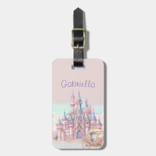 Watercolor Fairy Tale Theme Castle & Carriage Luggage Tag