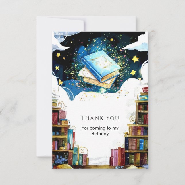 Watercolor Fairytale Kids Storybook Birthday Thank You Card (Front)