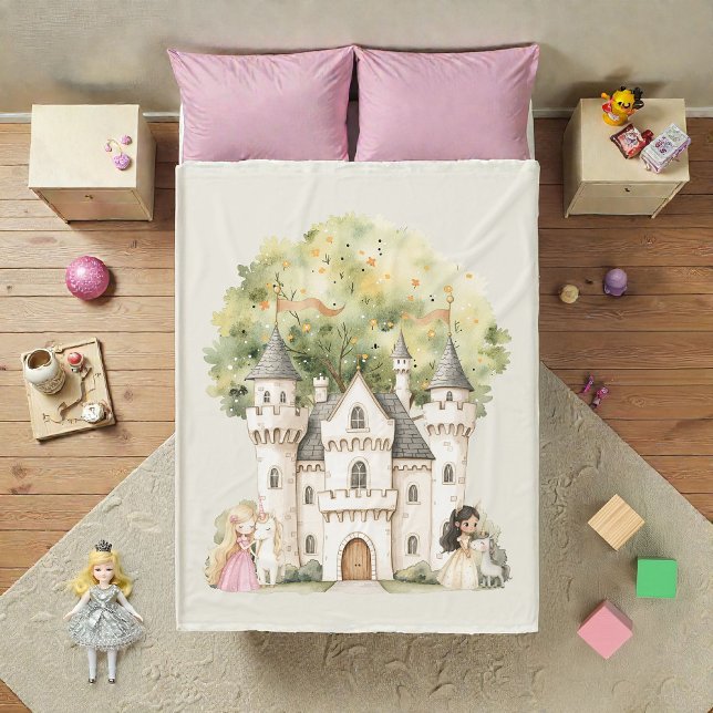 Watercolor Fairytale Princess Whimsical Fleece Blanket (Creator Uploaded)