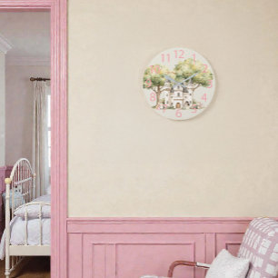 Watercolor Fairytale Princess Whimsical Large Clock