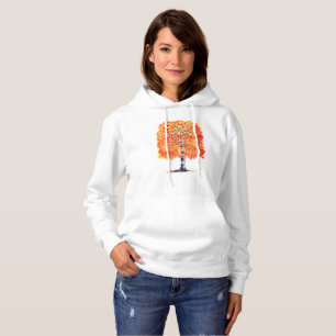 Watercolor Fall Autumn Birch Tree Leaves Nature Hoodie