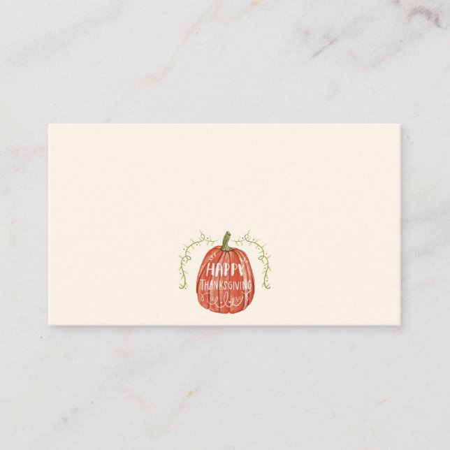 Watercolor Fall Autumn | Happy Thanksgiving Place Card (Front)
