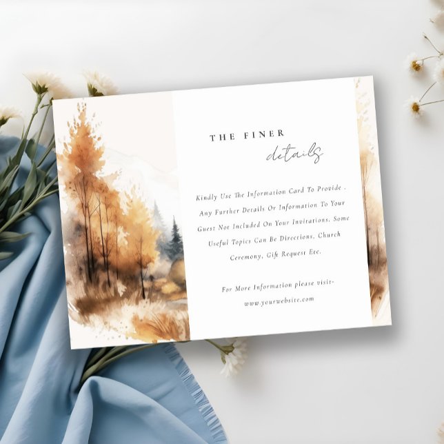 Watercolor Fall Autumn Landscape Wedding Details Enclosure Card (Creator Uploaded)