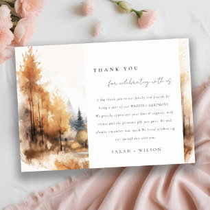 Watercolor Fall Autumn Landscape Wedding Details Thank You Card
