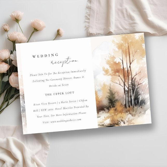 Watercolor Fall Autumn Landscape Wedding Reception Enclosure Card (Creator Uploaded)