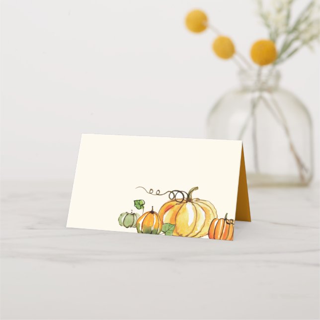 Watercolor Fall Autumn Thanksgiving Theme Place Card (Front)