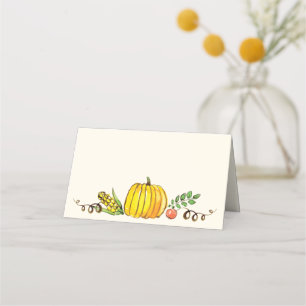 Watercolor Fall Autumn Thanksgiving Theme Place Card