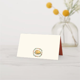 Watercolor Fall Autumn Thanksgiving Turkey Place Card