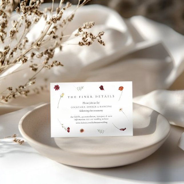  Watercolor Fall Autumn Wildflower Wedding Details Enclosure Card (Watercolor Fall Autumn Wildflower Wedding Details Enclosure Card)