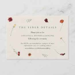  Watercolor Fall Autumn Wildflower Wedding Details Enclosure Card