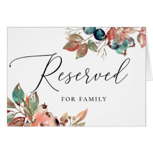 Watercolor fall blueberry wedding reserved sign