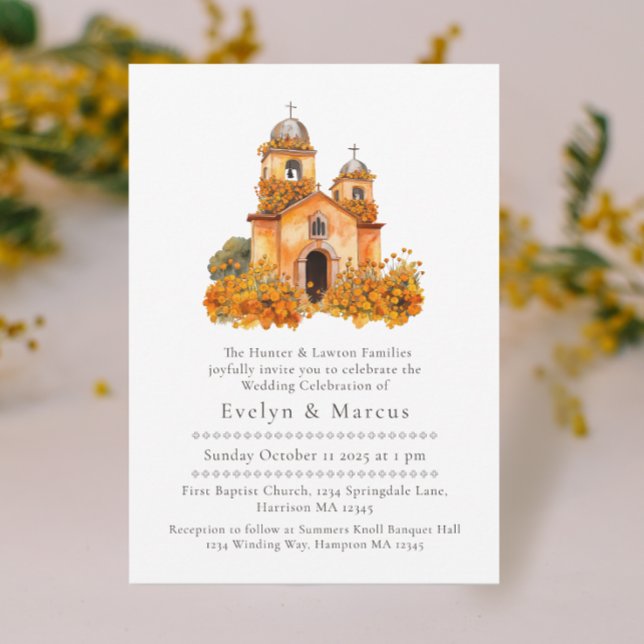 Watercolor Fall Cristian Chapel Wedding Invitation (Creator Uploaded)