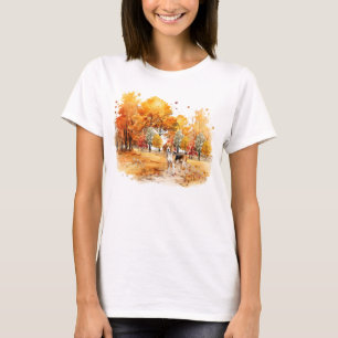 Watercolor Fall Dog Design- Beagle T-Shirt
