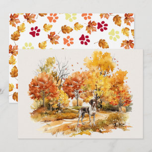 Watercolor Fall Dog Design- German Pointer Card
