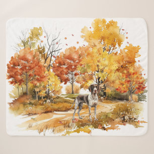 Watercolor Fall Dog Design- German Pointer Sherpa Blanket