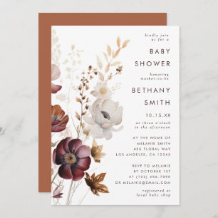 Watercolor Fall Floral Baby Shower Invitation