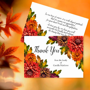 Watercolor Fall Floral Bereavement Thank You Card