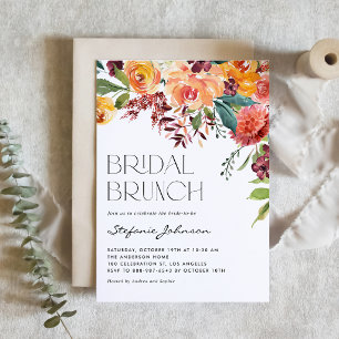 Watercolor Fall Floral Bouquet Bridal Brunch Invitation