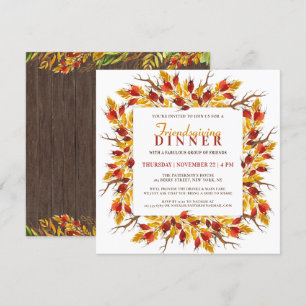 Watercolor Fall Floral Friendsgiving Dinner Invitation